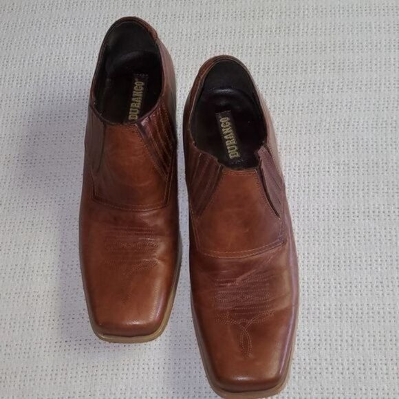 Durango Sz. 8.5 Brown Leather 2" Heeled Pullon Square Toe Booties - Picture 2 of 9